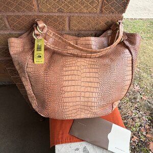BRAHMIN Vintage Melbourne Jackie Jacqueline XL Toasted Almond Hobo Work Bag NWT